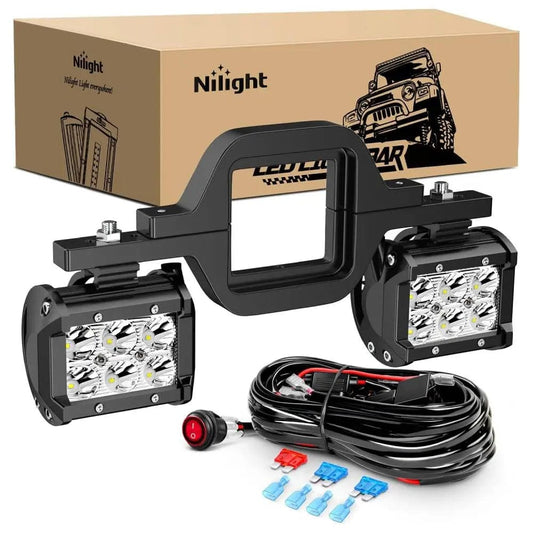 4 Inch 18W Spot Led Pods with 2.5 Inch Tow Hitch Mounting Brackets | 12FT Wire 3Pin Switch Nilight