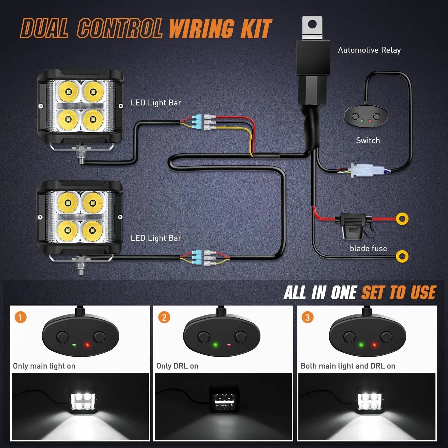 4 Inch 26W 2830LM Side Shooter DRL Spot Flood LED Pods (Pair) | 16AWG DT Wire Nilight