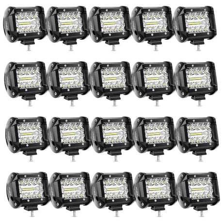 4 Inch 60W 6000LM Triple Row Spot Flood Led Pods (20 Packs) Nilight