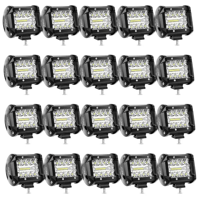 4 Inch 60W 6000LM Triple Row Spot Flood Led Pods (20 Packs) Nilight