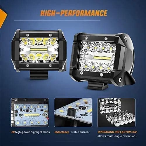 4 Inch 60W 6000LM Triple Row Spot Flood Led Pods (20 Packs) Nilight