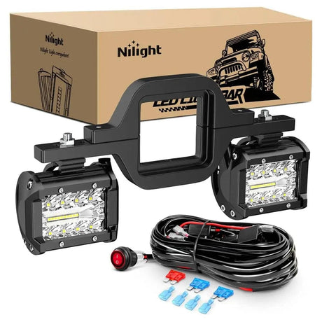 4 Inch 60W Triple Row Spot Flood Led Pods (Pair) | 2.5 Inch Tow Hitch Mount | 16AWG Wire 3Pin Switch Nilight