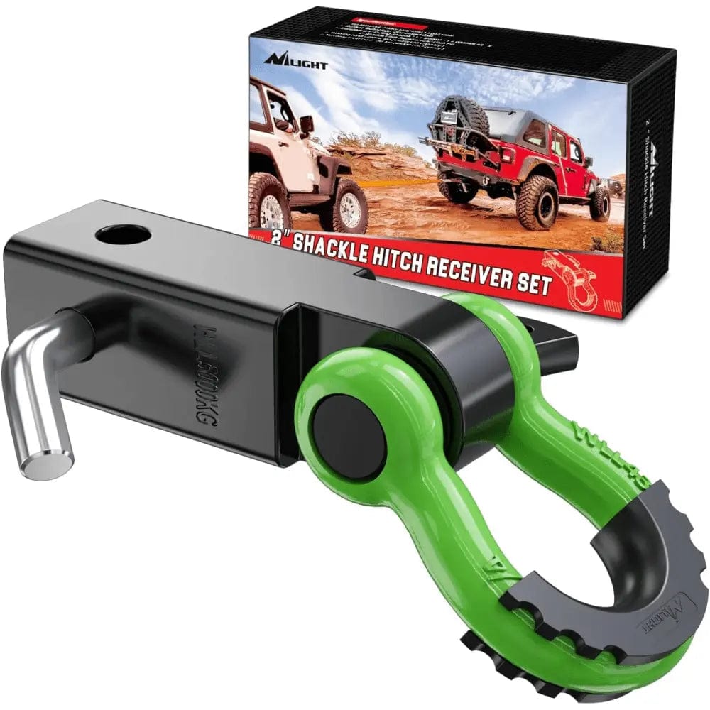 2 Inch Shackle Hitch Receiver 3/4 Inch D Ring Kit Green Nilight