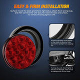 4 Inch Red Round 12Leds Tail Light (2 Pairs) Nilight