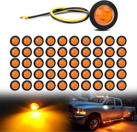 3/4 inch Amber Round LED Marker Lights (50 Pcs) Nilight