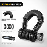 Shackle 3/4 inch D-Ring Shackle Black (Pair)