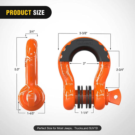 Shackle 3/4 inch D-Ring Shackle Orange (Pair)