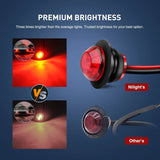 3/4 inch White Amber Red Round LED Marker Lights (30 Pcs) Nilight