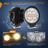 4.5 Inch 27W Amber White Round Spot Flood LED Work Lights (Pair) | 16AWG DT Wire Nilight