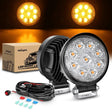 4.5 Inch 27W Round Amber Spot Led Work Lights (Pair) | 16AWG Wire 3Pin Switch Nilight