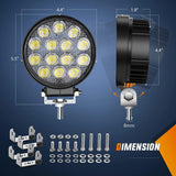 4.5 Inch 42W 4200LM Round Flood LED Work Lights (2 Pairs) | 16AWG Wire 3Pin Switch Nilight