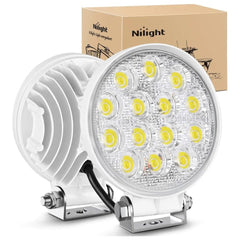 4.5 Inch 42W 4200LM Round Flood White Case Led Work Lights (Pair)