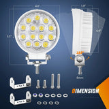 4.5 Inch 42W 4200LM Round Flood White Case Led Work Lights (Pair) Nilight