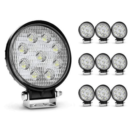 LED Work Light 4.5" 27W 3000LM Round Flood Led Work Lights (10 Packs)