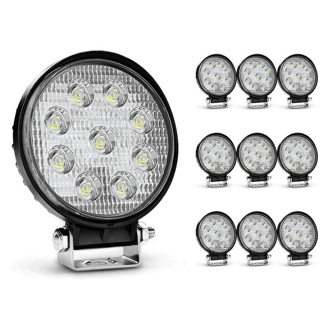 LED Work Light 4.5" 27W 3000LM Round Flood Led Work Lights (10 Packs)