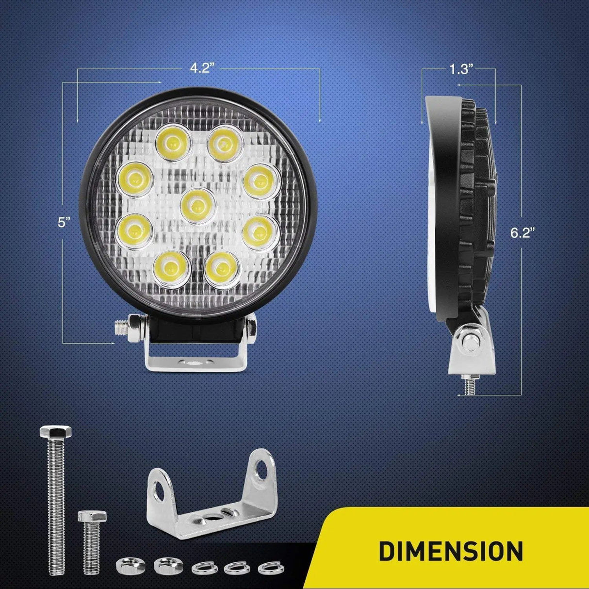 LED Work Light 4.5" 27W 3000LM Round Flood Led Work Lights (10 Packs)