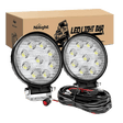 LED Work Light 4.5" 27W Round Flood LED Light Pods Kit (Pair) | 12FT Wire