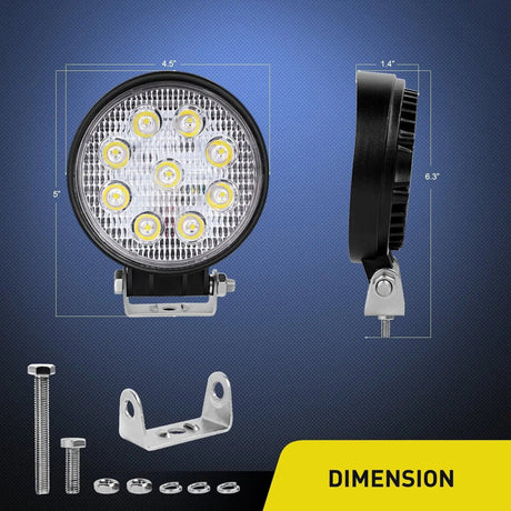 LED Work Light 4.5" 27W Round Spot LED Work Lights (Pair)