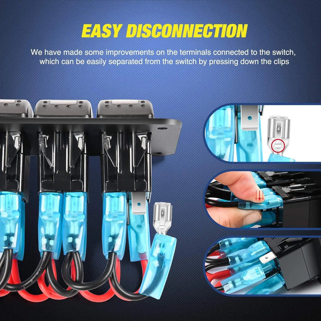 Rocker Switch 2Gang Blue Rocker Switch Panel w/ 4.8 Amp Dual USB Charger Voltmeter