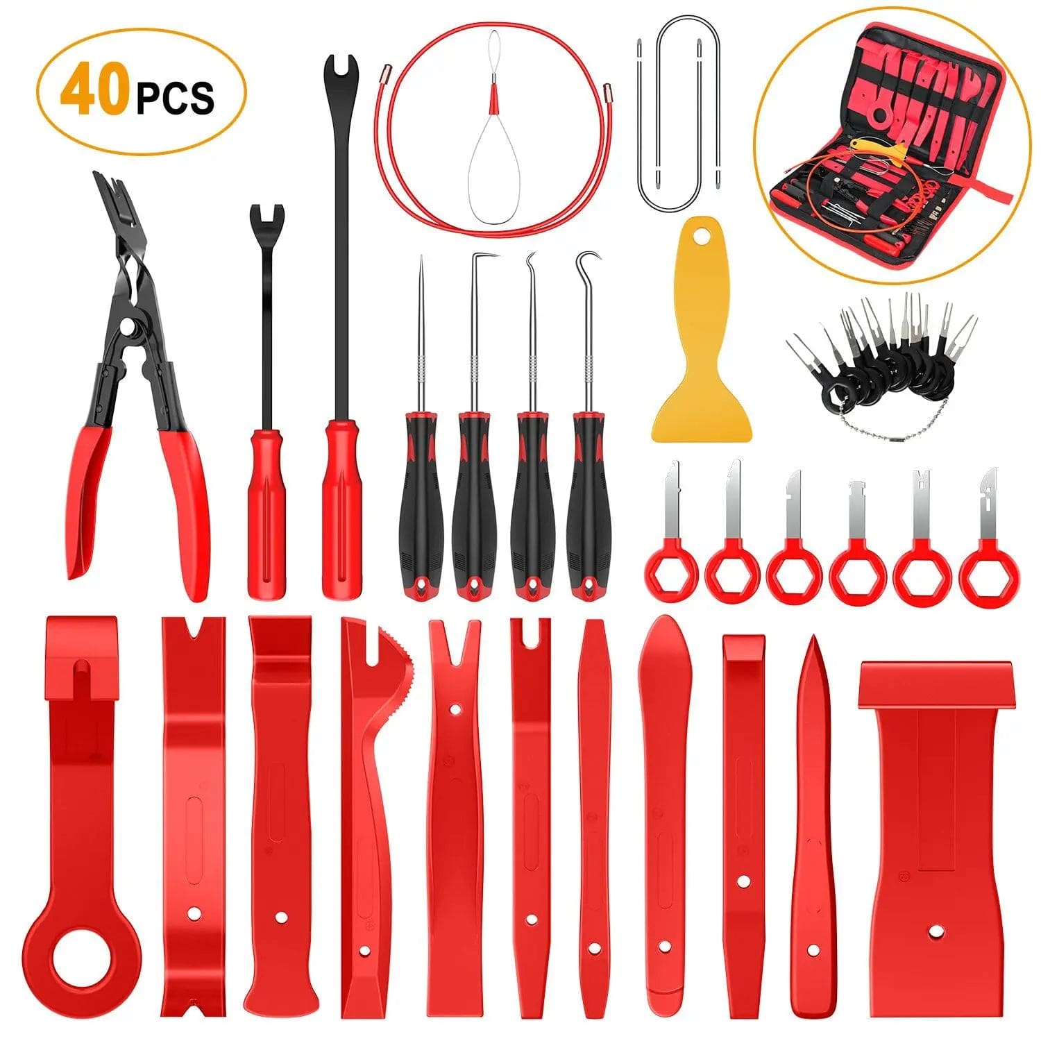 40 Pcs Auto Trim Removal Tool Set Red Nilight