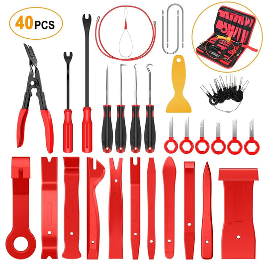 40 Pcs Auto Trim Removal Tool Set Red Nilight