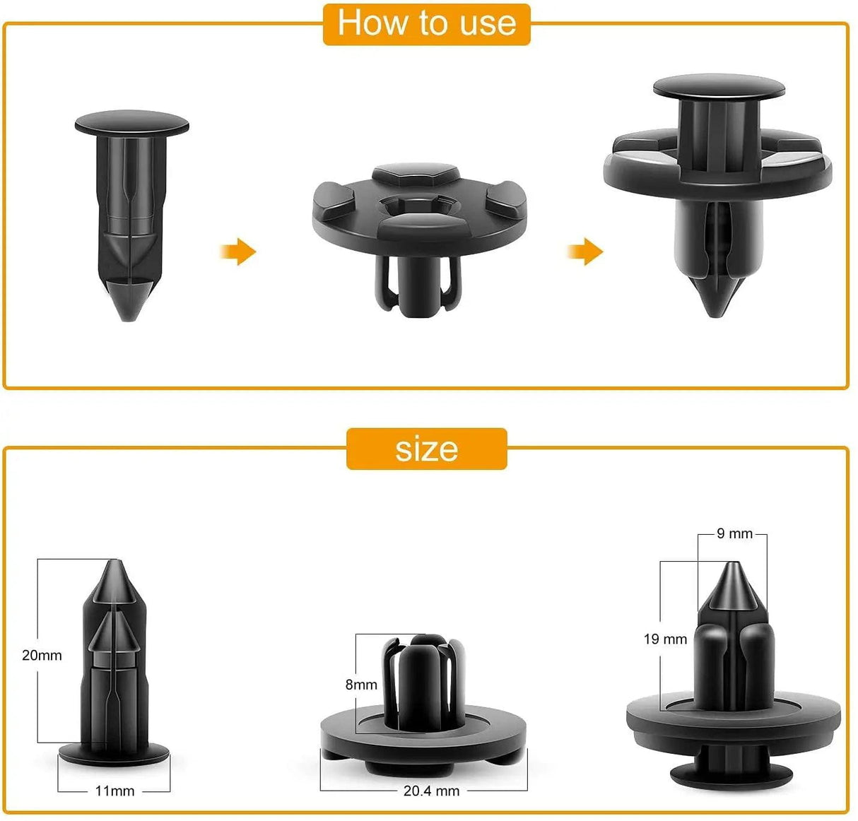 retainer clips 40 Pcs Hole 9mm Car Push Retainer Clips Kits OEM Replacement 01553-09321