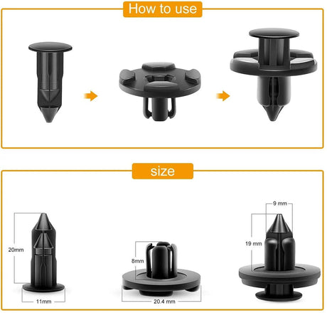 retainer clips 40 Pcs Hole 9mm Car Push Retainer Clips Kits OEM Replacement 01553-09321