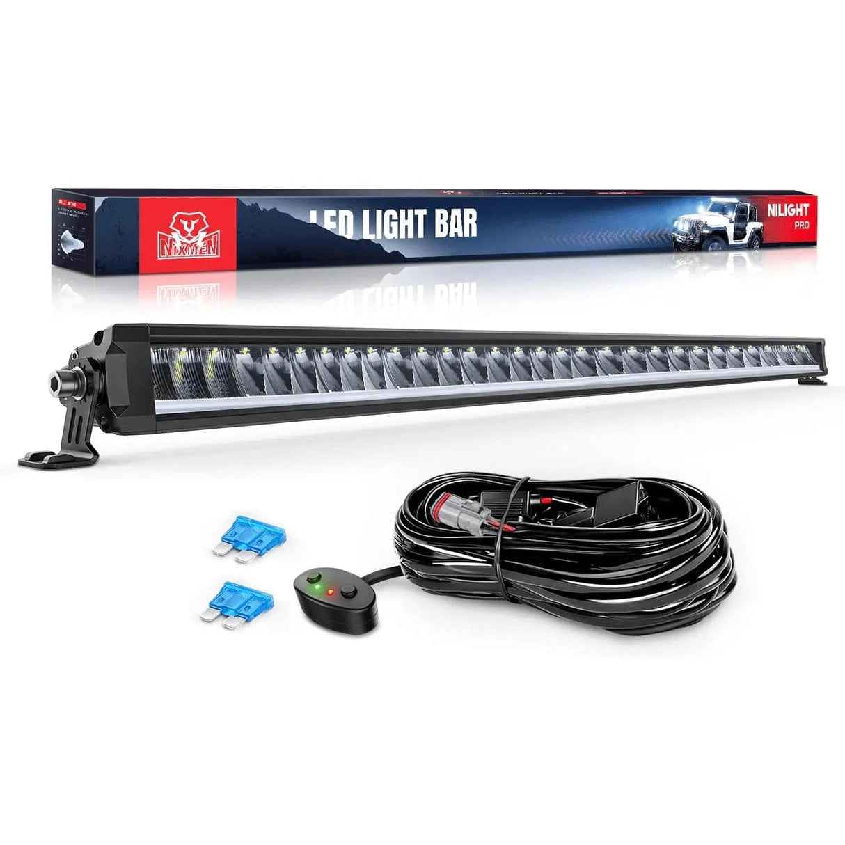 40.3 Inch 165W 17675LM Slim Anti-Glare DRL Spot Flood LED Light Bar | 14AWG DT Wire Nilight