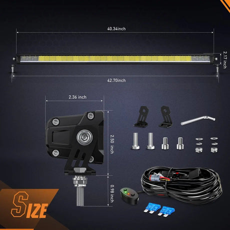 40.3 Inch 165W 17675LM Slim Anti-Glare DRL Spot Flood LED Light Bar | 14AWG DT Wire Nilight