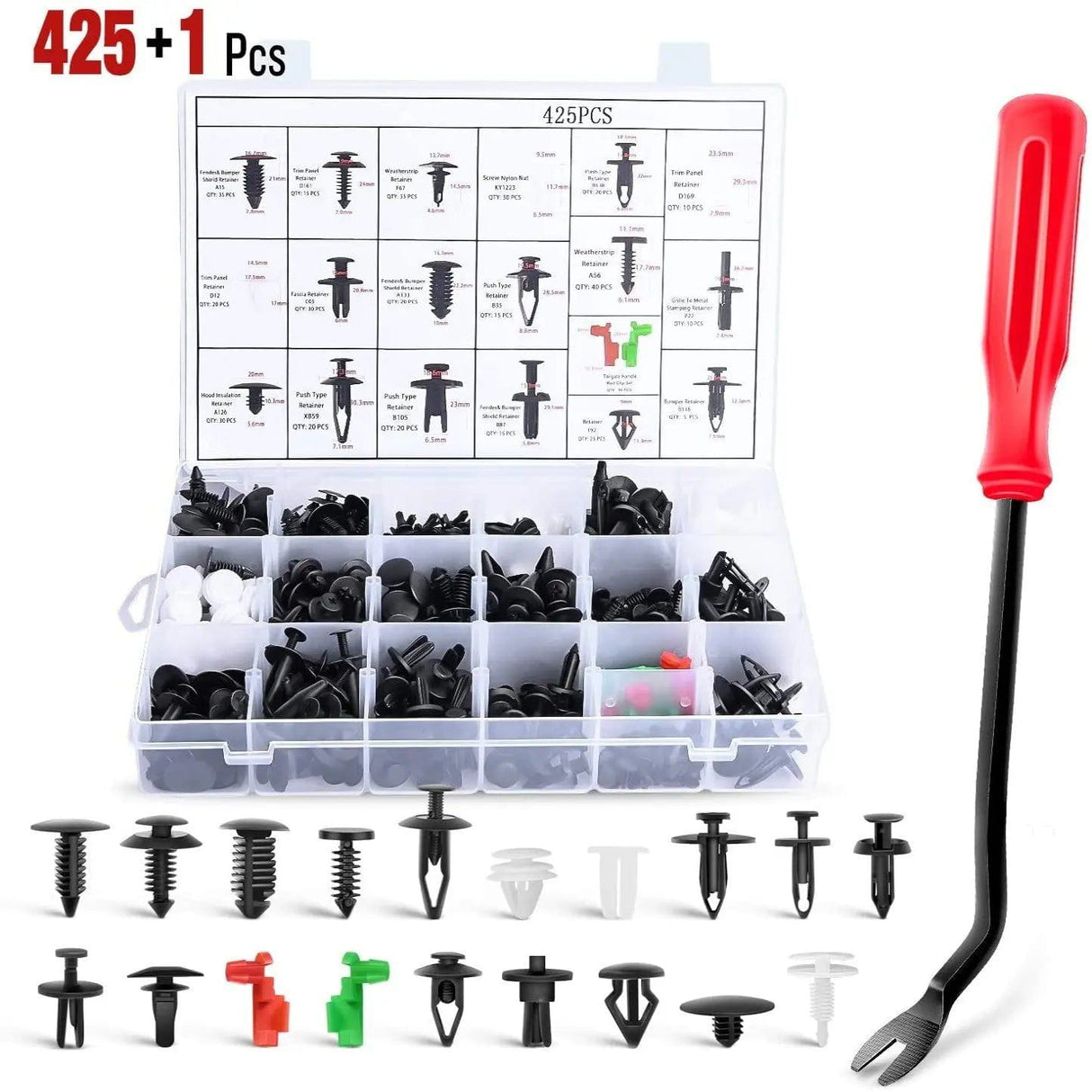 Accessories 425 Pcs Bumper Retainer Clips Car Push Retainer Kit