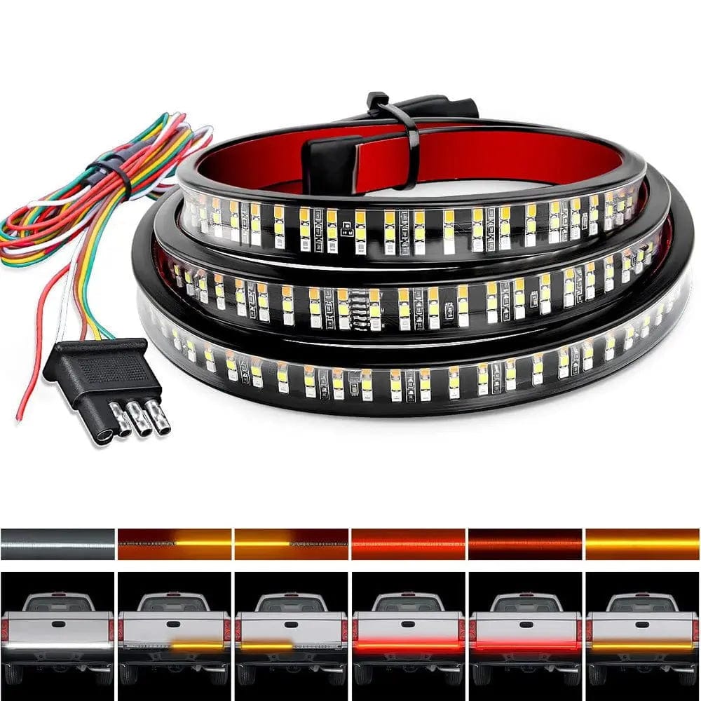 48 Inch 360Leds Red White Amber Triple Row LED Tailgate Light Strip Nilight