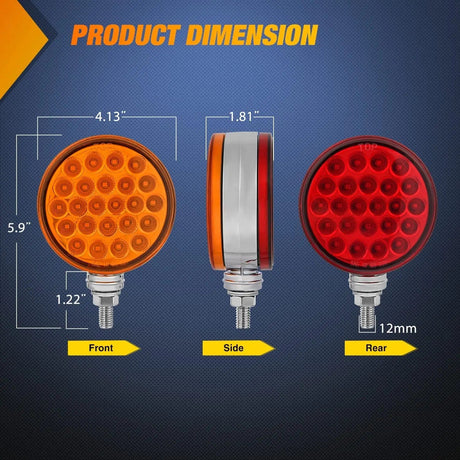 48 Leds Amber Red Round Fender Pedestal Light (2 Pcs) Nilight