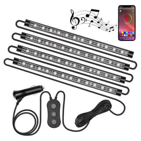 48Leds RGB Interior Light Strip APP Remote Control 4PCS Nilight