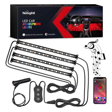 Led light Strip 48Leds RGB Interior Light Strip APP Remote Dual Control 4PCS