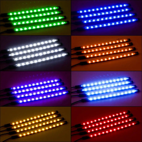 RGB Rock Lights 48Leds RGB Interior Light Strip Remote Control 4PCS