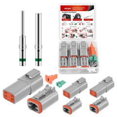 4 PIN DT Connector Kit 3 Sets Size 16 Solid Contacts Waterproof Male Female Terminal for 14-20 AWG DT Series Connector