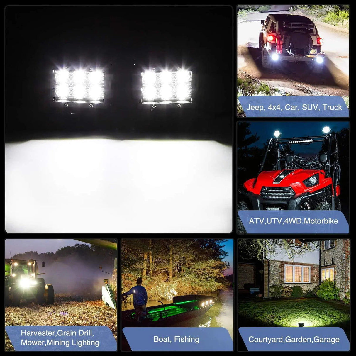 LED Light Bar 4" 18W 1260LM Double Row Spot LED Pods (2 Pairs)