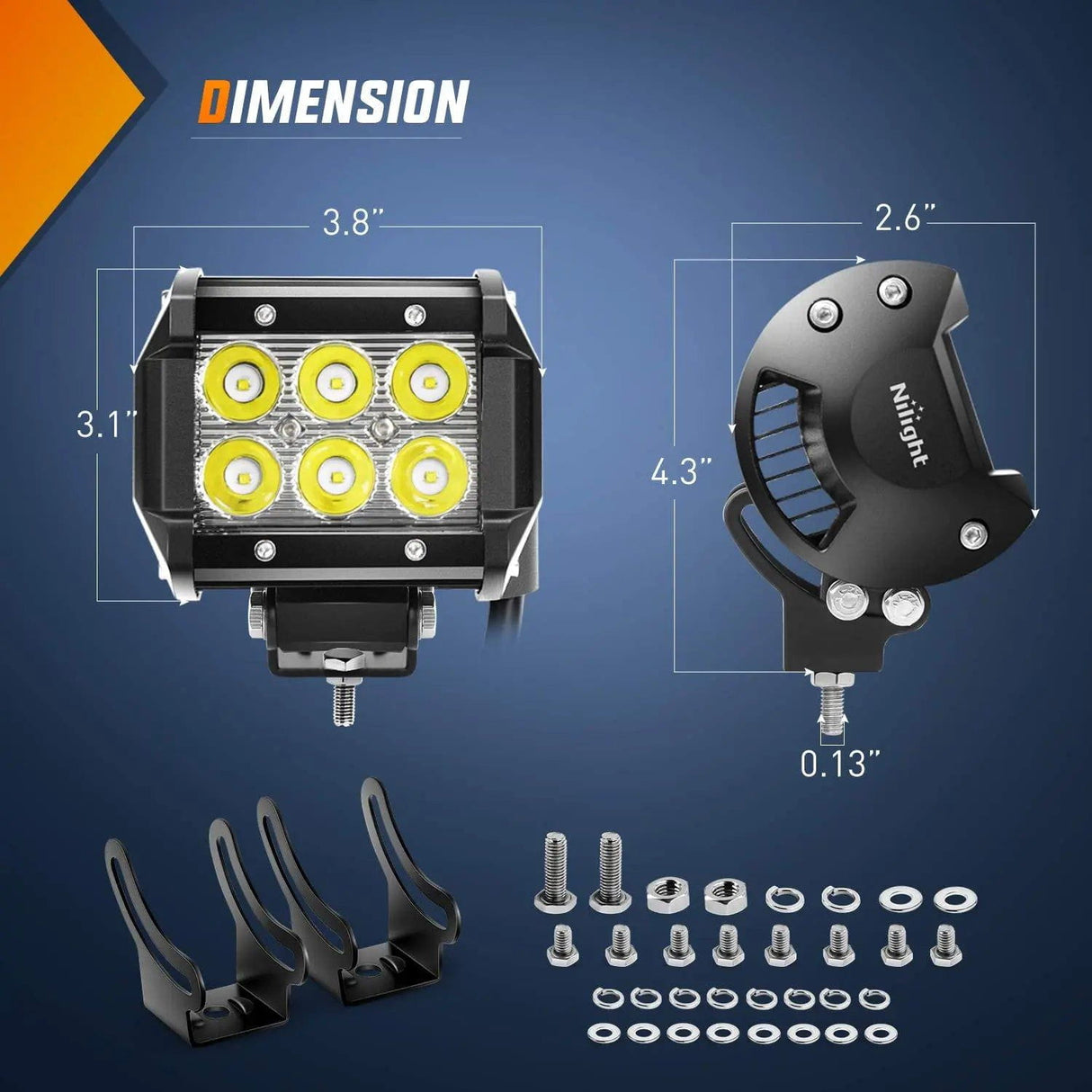 LED Light Bar 4" 18W 1260LM Double Row Spot Led Pods (4 Pairs)