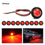 Trailer Light 3/4” Red Round LED Marker Lights (10 Pcs)