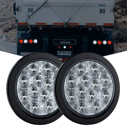 Trailer Light 4" White Round 12Leds Tail Light (Pair)