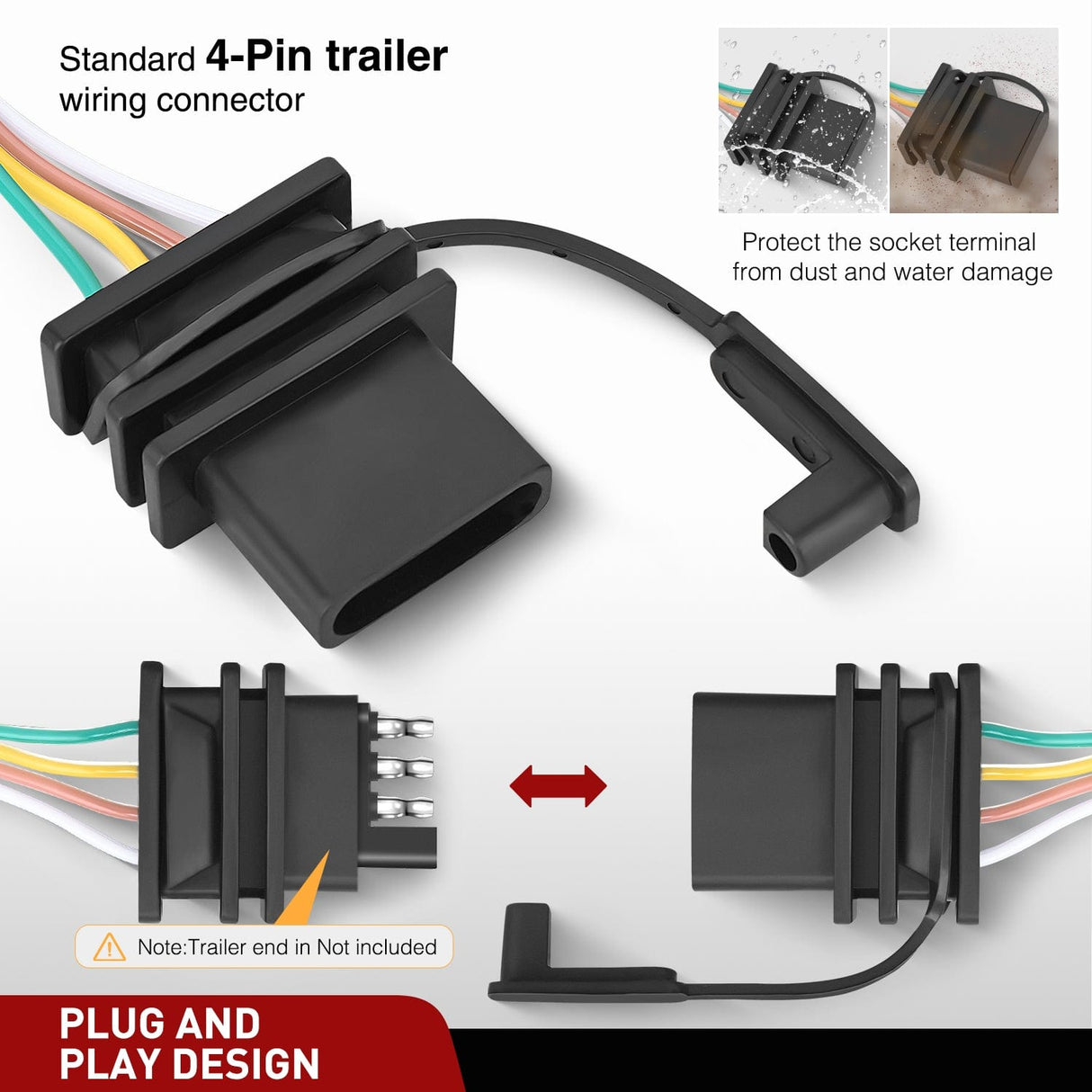 4 Pin Trailer Wiring Harness Kit 56331 for 2011-2020 Dodge Grand Caravan Chrysler Town & Country Ram C/V Nilight