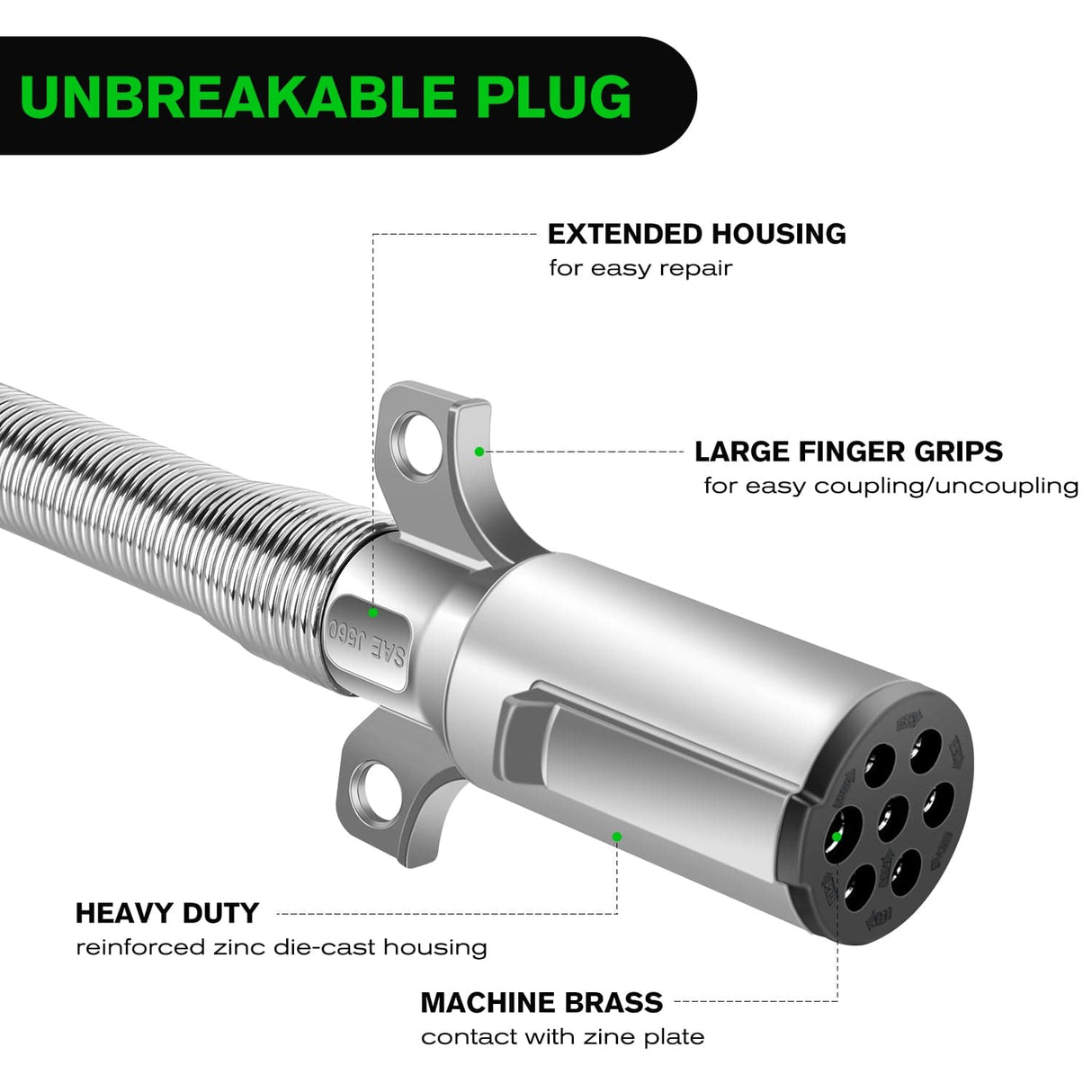 15ft 7 Way to 6 Way Trailer Plug Adapter Nilight