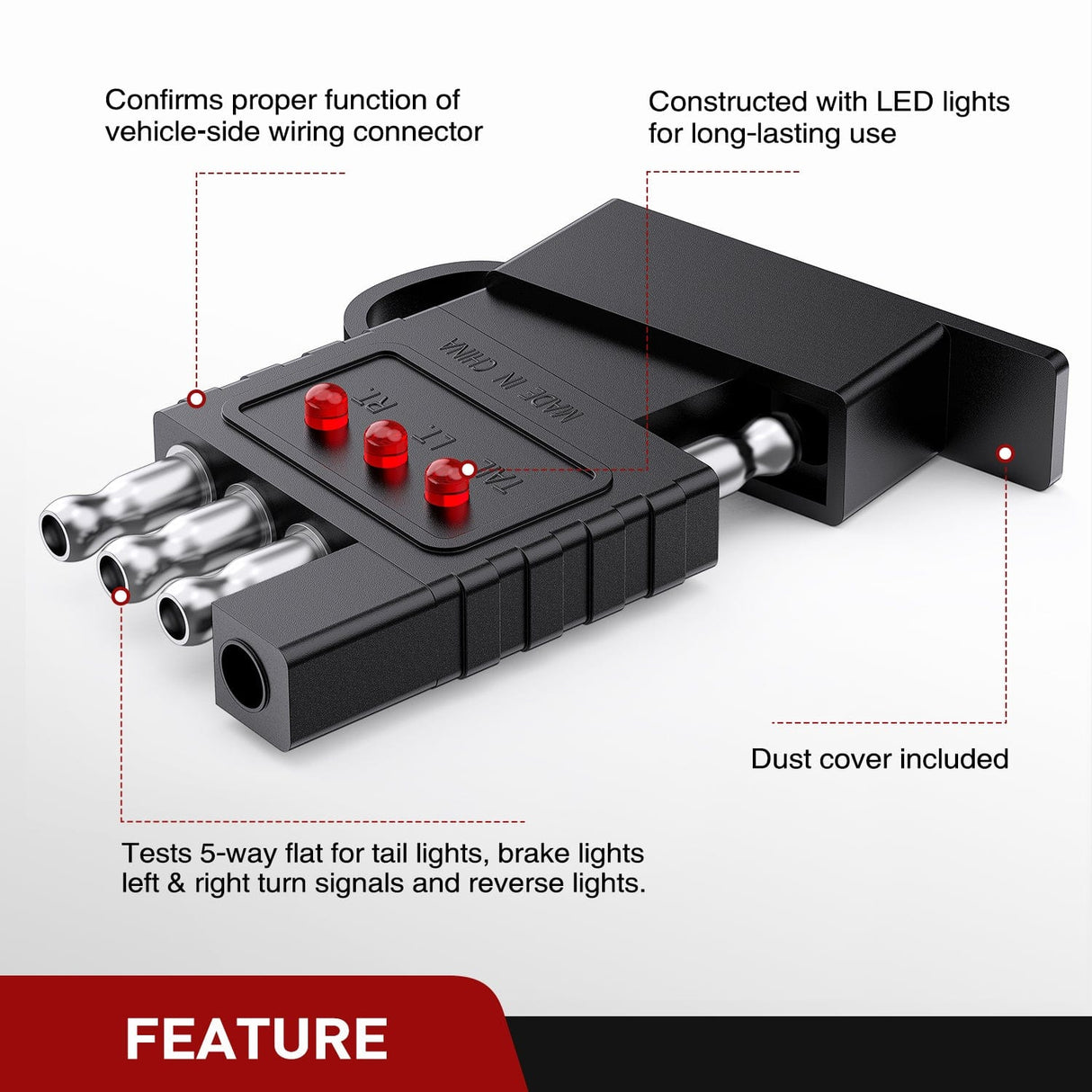 4- Way Flat LED Indicator Trailer Tester Nilight