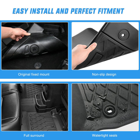 TPE Floor Mats for Jeep Wrangler JK Unlimited 4 Doors 2013-2018 (Not for JL&4XE) Nilight