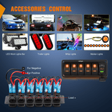 5 Gang Switch Panel With QC3.0 & PD Charger And Voltmerter with Orange Backlit Nilight