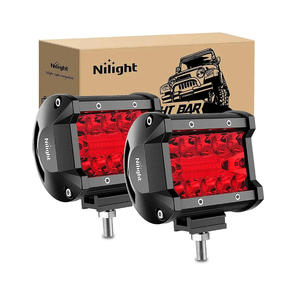 LED Light Bar 4" 60W 171LM Triple Row Spot Flood Red Led Pods (Pair)