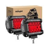 LED Light Bar 4" 60W 171LM Triple Row Spot Flood Red Led Pods (Pair)