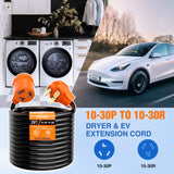 30 Amp 25FT 3 Prong EV Dryer Extension Cord