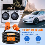 30 Amp 15FT 3 Prong EV Dryer Extension Cord  Nilight