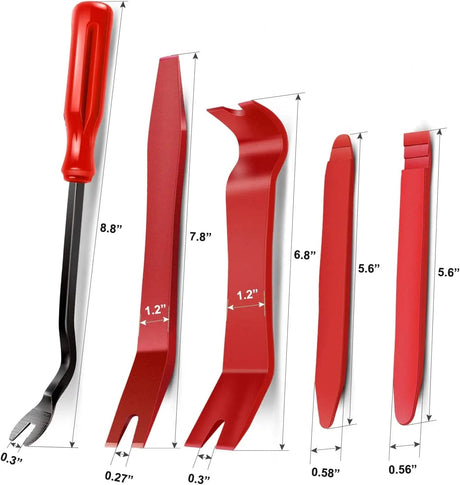 5 Pcs Auto Trim Removal Tool Set Red Nilight